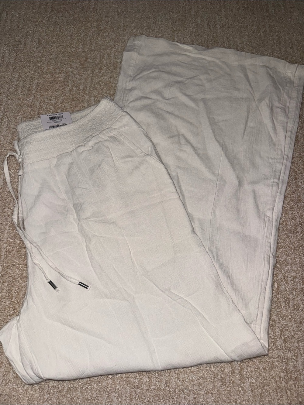 Woman’s White Drawstring linen Lounge Pants